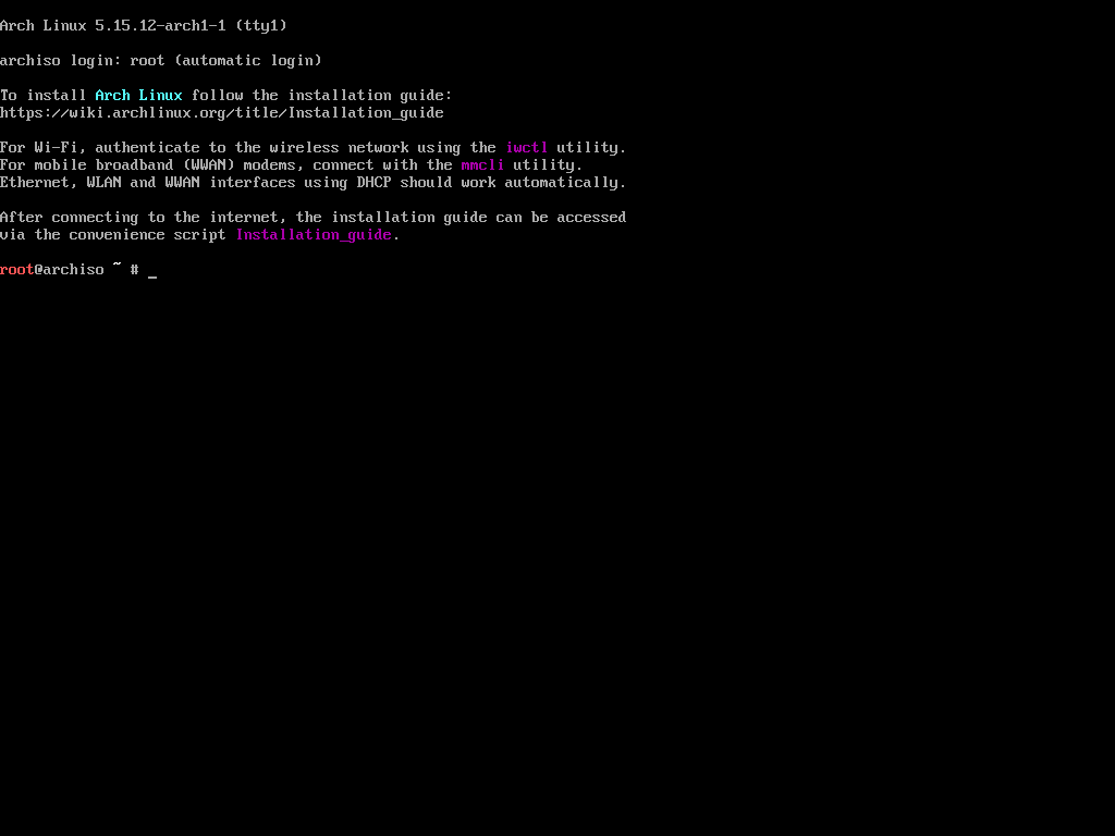 Screenshot Arch Linux Installation