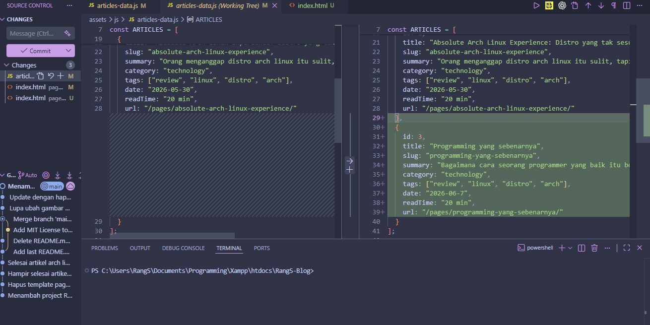 Screenshot Git Usage Example